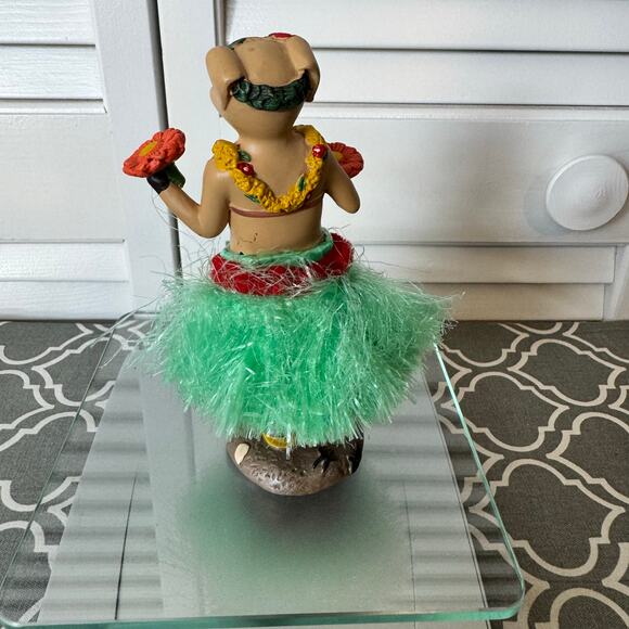 Vtg Bobble Pig Hawaiian Hula Girl Grass Skirt Dancing Dash Resin Figure Fun - Picture 4 of 9